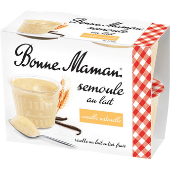 Image de Semoule au lait à la vanille naturelle BONNE MAMAN  -  4 pots de