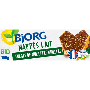 Image de Biscuits nappés chocolat lait éclats de noisettes grillées bio BJORG