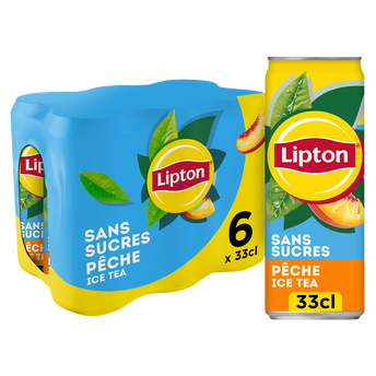Image de Boisson au thé Ice Tea saveur pêche Zero LIPTON, sleek cannette