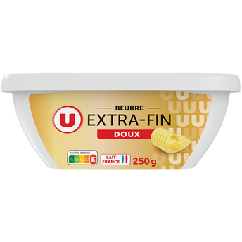 Image de U
Beurre extra fin doux 82%mg, barquette