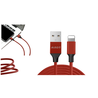 Câble de charge lightning USB 2.0 AUTO-T, compatible iPhone/iPad/iPodetc.,  charge rapide et sécurisée, prend en charge les transferts dedonnées,  recouvert de tissu - Super U, Hyper U, U Express 