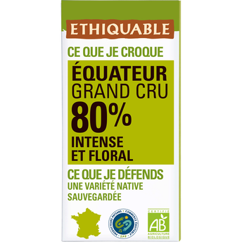 Image de ETHIQUABLE - Chocolat noir 80% Equateur BIO - la tablette de