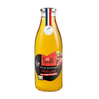 Image de Jus de pomme naturel COEUR DE POM', bouteille en verre de
