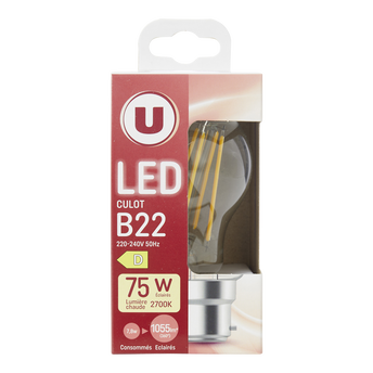 Image de U
Ampoule LED ronde 75W B22 transparent