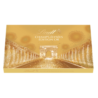 Image de Champs-Elysées or assortiment de 17 bouchées de chocolats extra-fins au lait noirs et blancs fourrés LINDT