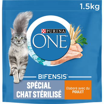 Image de Croquettes pour chat adulte stérilisé Poulet, Blé PURINA ONE