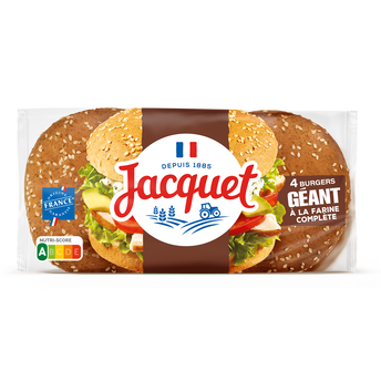 Image de Pains Burger Géant à la farine complète Sans Additifs JACQUETx4
