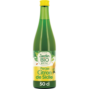 Image de Pur jus de citron Bio origine Sicile JARDIN BIO, bouteille de