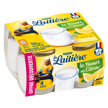 Nestlé Yaourt Lait Entier Saveur Citron La Laitiere, 4x125g
