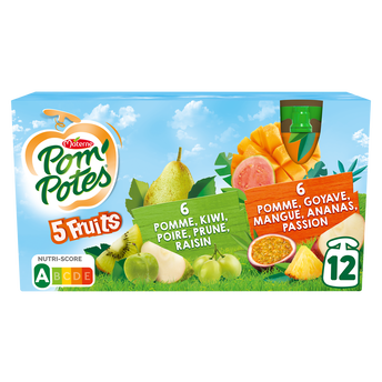 Image de Compotes Gourdes 5 Fruits Exotiques & Verts POM'POTES