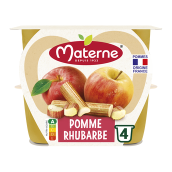 Image de Compotes Coupelles Pomme Rhubarbe MATERNE