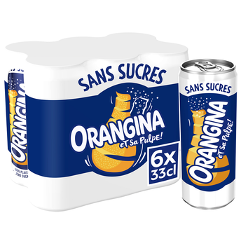 Image de Soda Sans sucres à l'orange ORANGINA - le pack de 6 canettes de