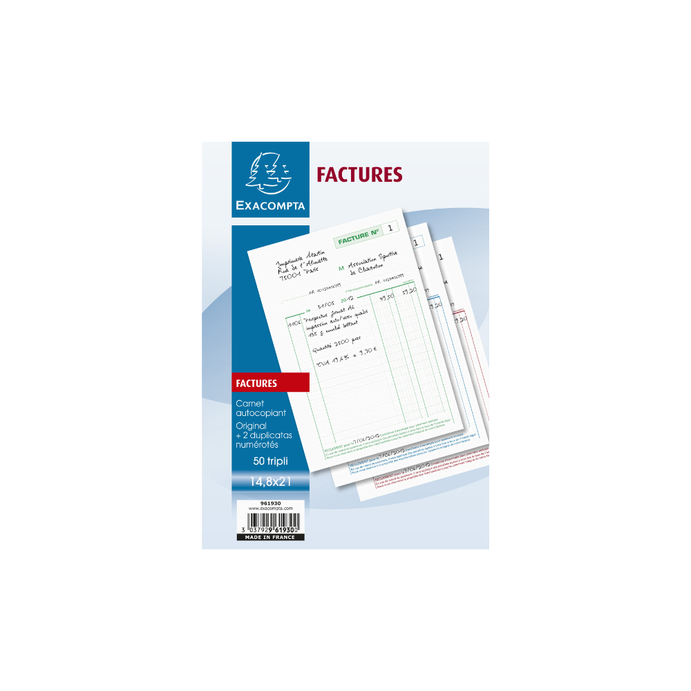 Carnet De Factures Simples SIGEL KG425 | Format A4, 50 Originaux + 50 Copies, Papier Bleu - Pour Comptabilité Précise, TVA Et Dépenses Professionnelles - 9