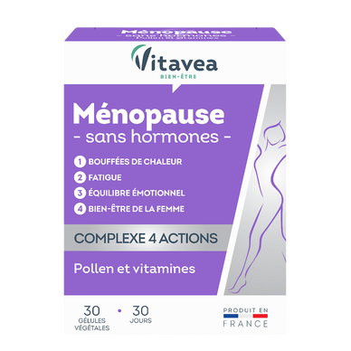 Vitavea Bien-Être Ménopause - 30 Gélules Sans Hormones, Vitamines B6 B9, Péremption 04/2027