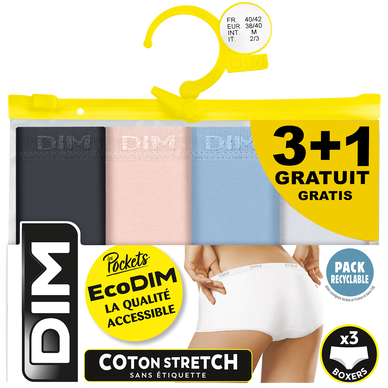 Boxer femme pocket coton stretch x3 1gr DIM Super U Hyper U U Express www ursesu