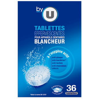 Image de BY U
Tablettes nettoyantes effervescentes pour appareils dentaires blancheur