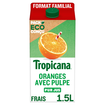 Tropicana Pur Jus Frais D'orange Avec Pulpe Format Familial Tropicana - Brique 1,5l