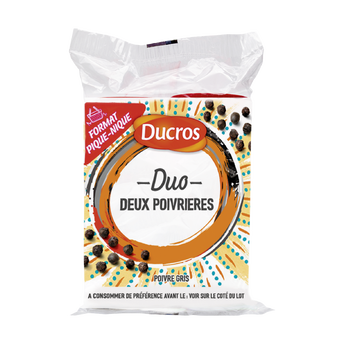 Image de Poivre gris moulu, DUCROS, lot de 2 poivrières