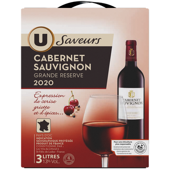 Image de U SAVEURS
Vin rouge IGP Pays d'Oc Cabernet Sauvignon grande réserve - Fontaine àvin