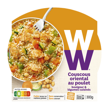WeightWatchers Couscous Oriental Au Poulet Légumes Cuisinés Et Boulgour Weight Watchers, Barquette Micro-ondable Au Rayon Épicerie De 300g