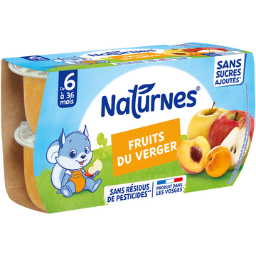 Nestlé Compote Fruits Du Verger Naturnes, Dès 6 Mois, 4x130g