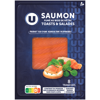 Image de U
Saumon fumé Atlantique, toasts et salades, 8 tranches