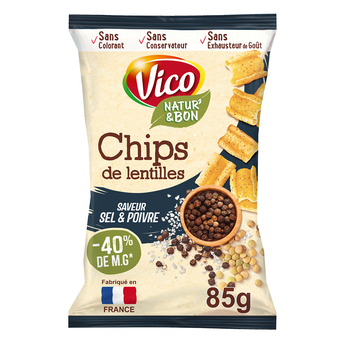 Image de Chips de lentilles saveur sel et poivre VICO, sachet