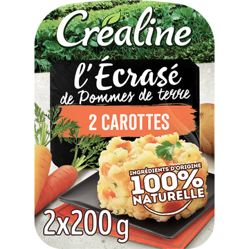 Créaline Ecrasé De Pommes De Terre Aux 2 Carottes, Crealine, Barquette 2 X 200g