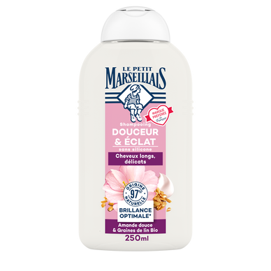 LE PETIT MARSEILLAIS Shampoing 2 en 1 Douceur et éclat, amande douce et graines de lin, cheveux normaux, longs, délictats