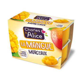Image de Compote morceaux Mangue Sans sucre ajouté CHARLES & ALICE