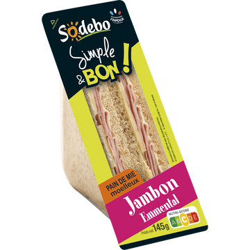Sodeb'O Sandwich Complet Jambon Beurre Et Emmental Sodebo, 145g