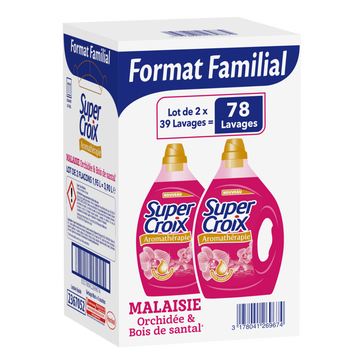 Super Croix Lessive Liquide Aromathérapie Malaisie Super Croix, 2x1,95l, 2x39 Lavages