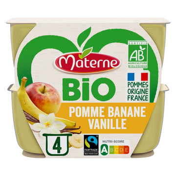 Materne Coupelle Pomme Banane Vanille Bio Materne 4x100g