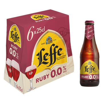 Leffe Bière Sans Alcool Aromatisée Aux Fruits Rouge Leffe Ruby, 0° 6x25cl