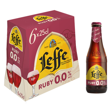 Leffe Bière Sans Alcool Aromatisée Aux Fruits Rouge Leffe Ruby, 0° 6x25cl