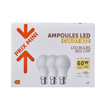 Image de Ampoule LED ronde PRIX MINI 60w b22