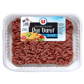 Image de U
Viande hachée pur boeuf, 5% Matière Grasse,  France