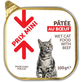 Image de Barquette pour chat Pâtée au boeuf PRIX MINI - barquette