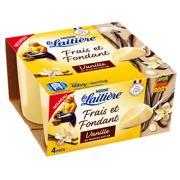 La Laitière Crème Dessert Frais Et Fondant Vanille De Madagascar La Laitiere - 4 Pots De 115g