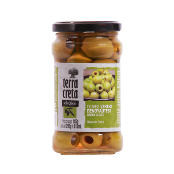 Image de Olives vertes dénoyautées Sélection TERRA CRETA, pot en verre de