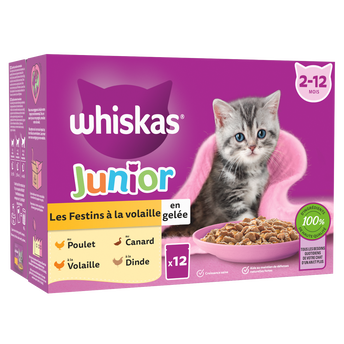 Image de Sachets fraîcheur chaton Les Festins à la Volaille en gelée WHISKAS