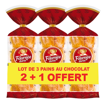 La Fournée Dorée Pains Au Chocolat La Fournee Doree, 2x8 + 1 Sachet Offert Soit 1,08kg
