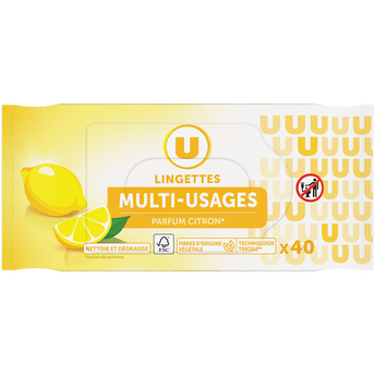 Image de U
Lingettes multi-usages parfum citron