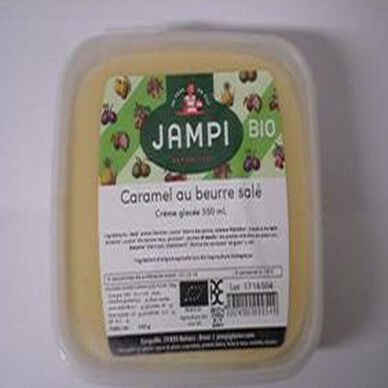 Crème glacée caramel au beurre salé bio JAMPI, bac de 550ml