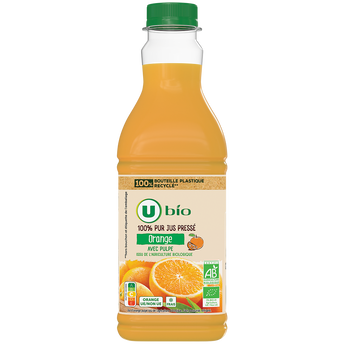 Image de U BIO
Pur jus réfrigéré d'orange avec pulpe