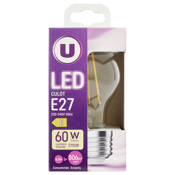 Image de U
Ampoule LED ronde 60w E27 transparente lumière