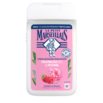 Image de Gel Douche extra doux framboise pivoine LE PETIT MARSEILLAIS, flacon de
