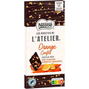 Nestlé Chocolat Noir À L'orange Confite Les Recettes De L'atelier Nestle, Tablette D E 115g