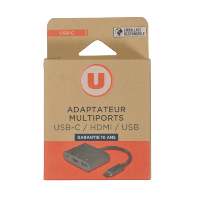 Adaptateur USB type C vers HDMI 4K gris - Super U, Hyper U, U