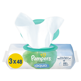 Image de Lingettes pour bébé harmonie aqua 0% PAMPERS 3x48